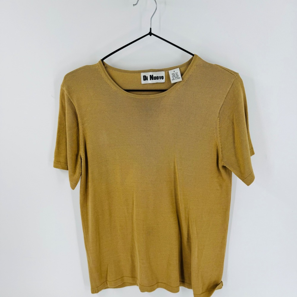 Vintage Di Nuovo Silk Knit Top Size S Tan‎ Quiet Luxury Old Money Earthy Capsule